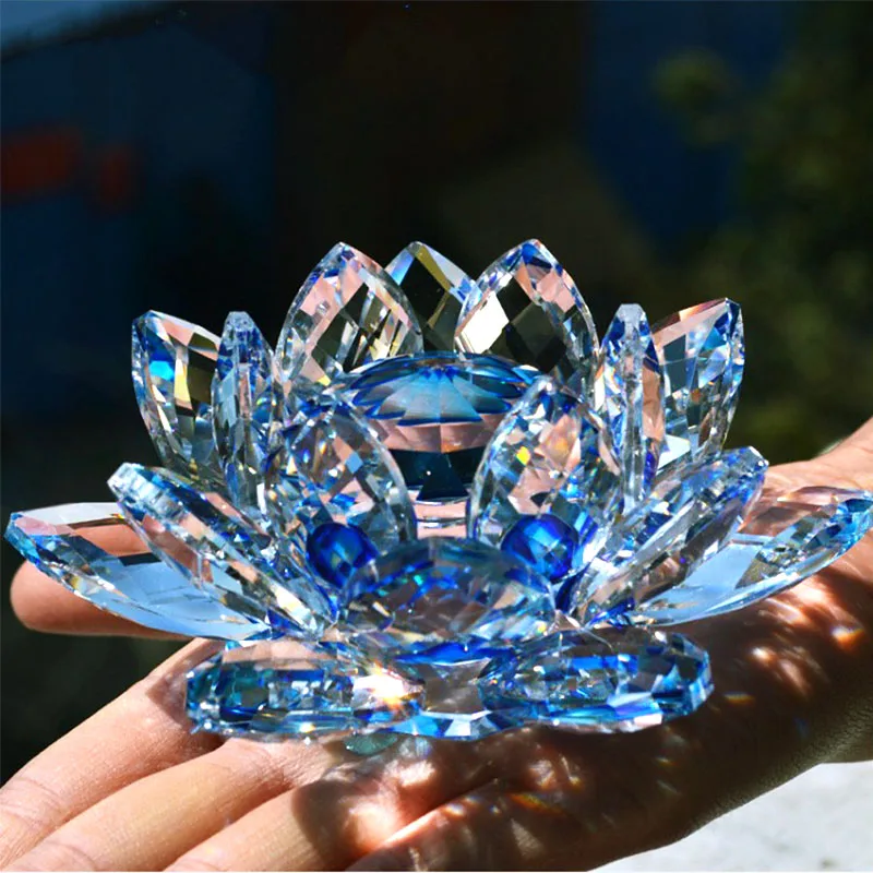 Paper Weight Crystal - 80mm Quartz Crystal Lotus Flower Crafts