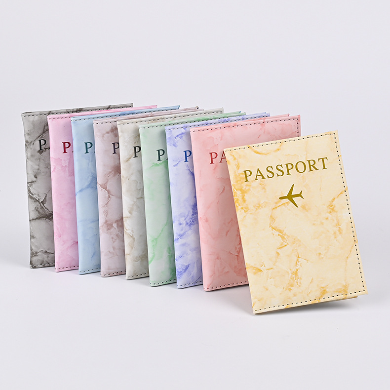 Index Card Holder - Macaron Color Marble Pattern Passport Covers