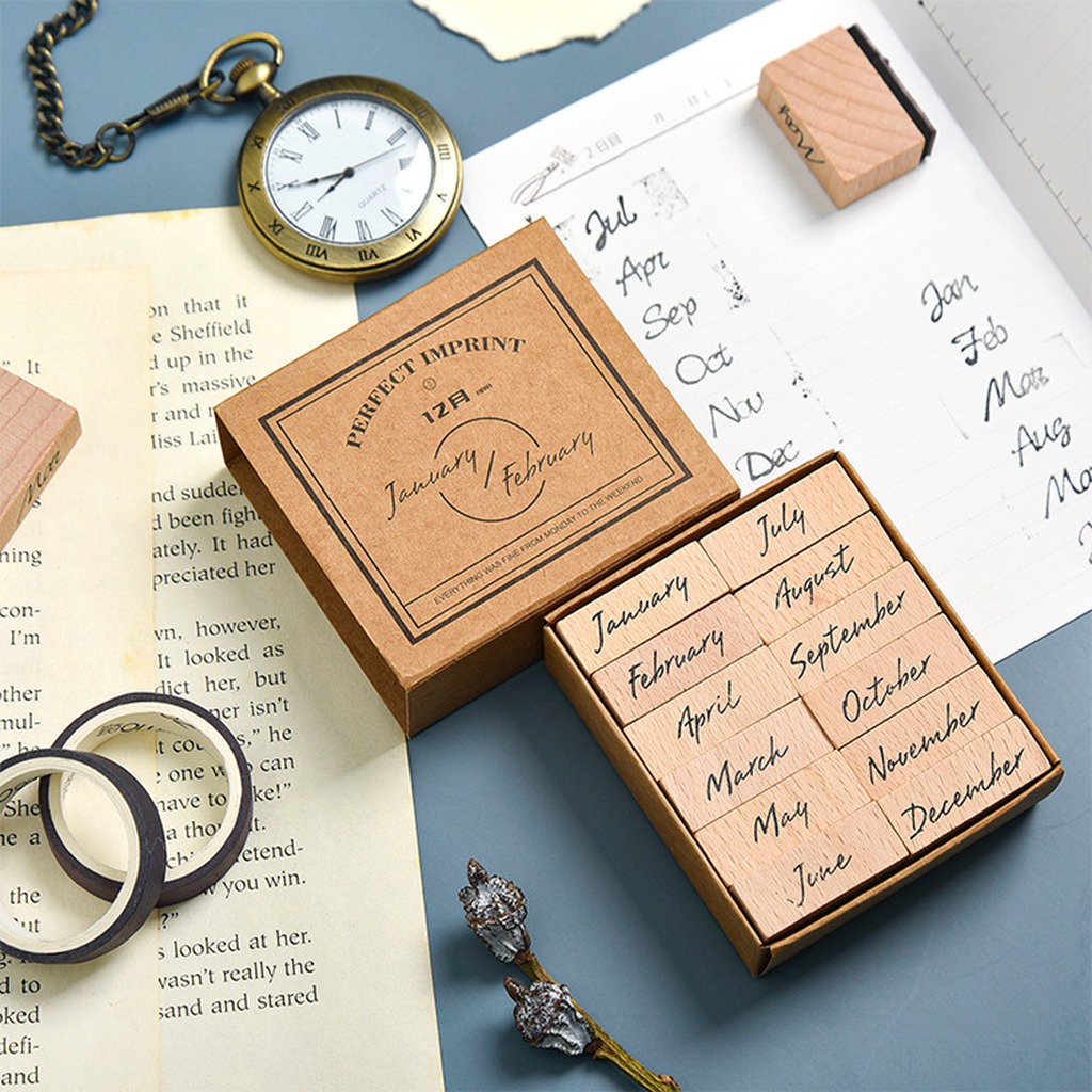 Month Rubber Stamp Natural Woo - đánh giá và giá Rubber Date Stamp