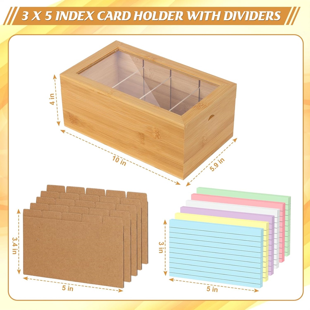 ABUA Bamboo Index Card Organiz - đánh giá và giá Card Index Box