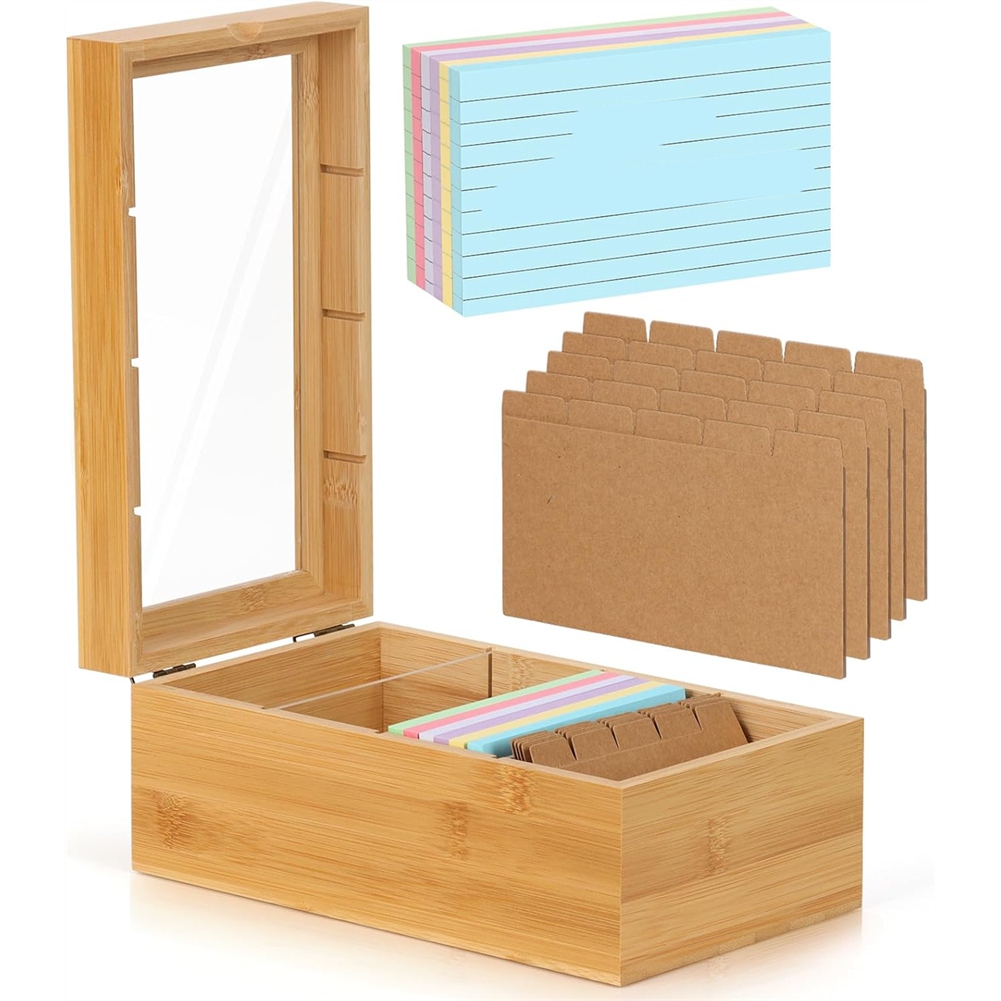 ABUA Bamboo Index Card Organiz - đánh giá và giá Card Index Box