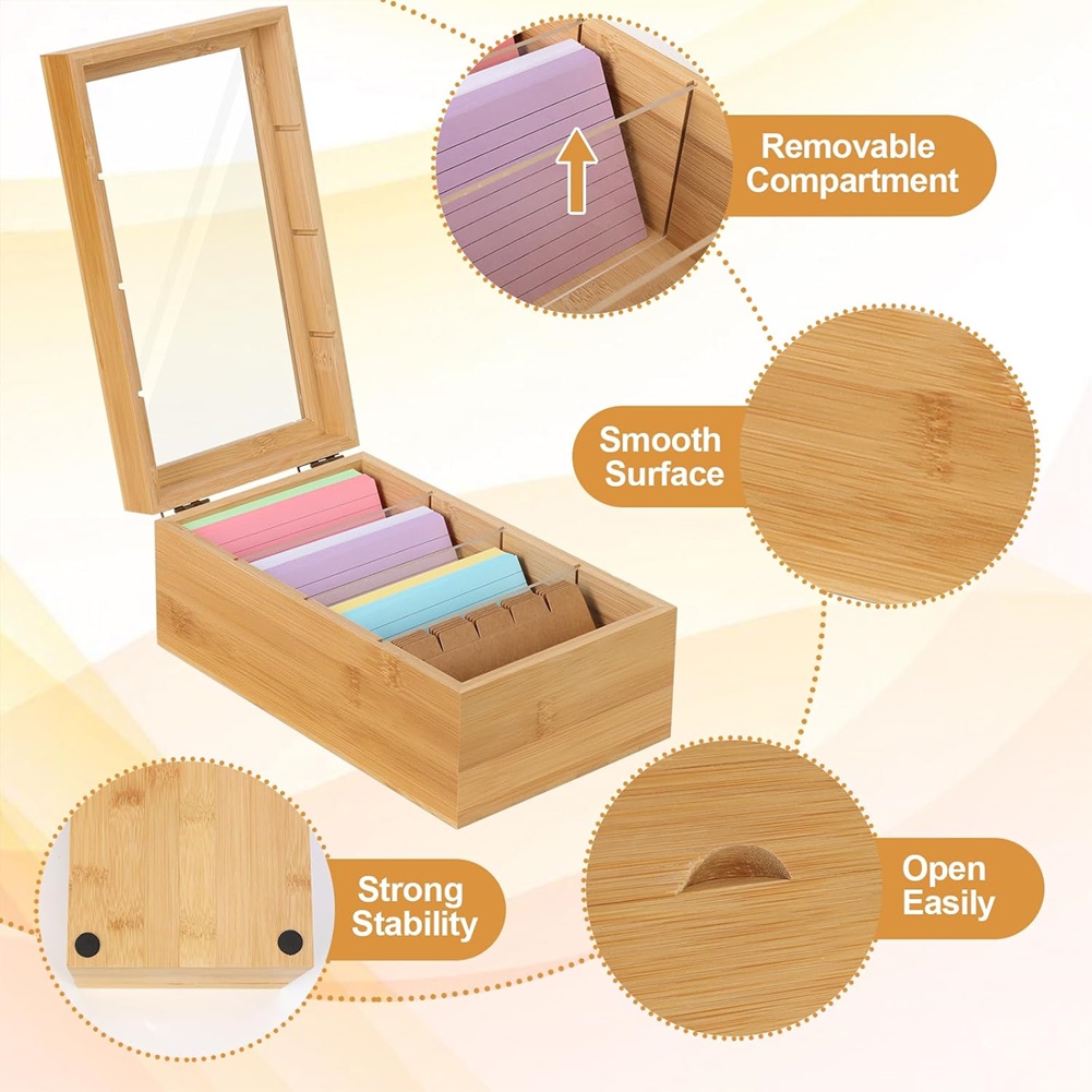ABUA Bamboo Index Card Organiz - đánh giá và giá Card Index Box