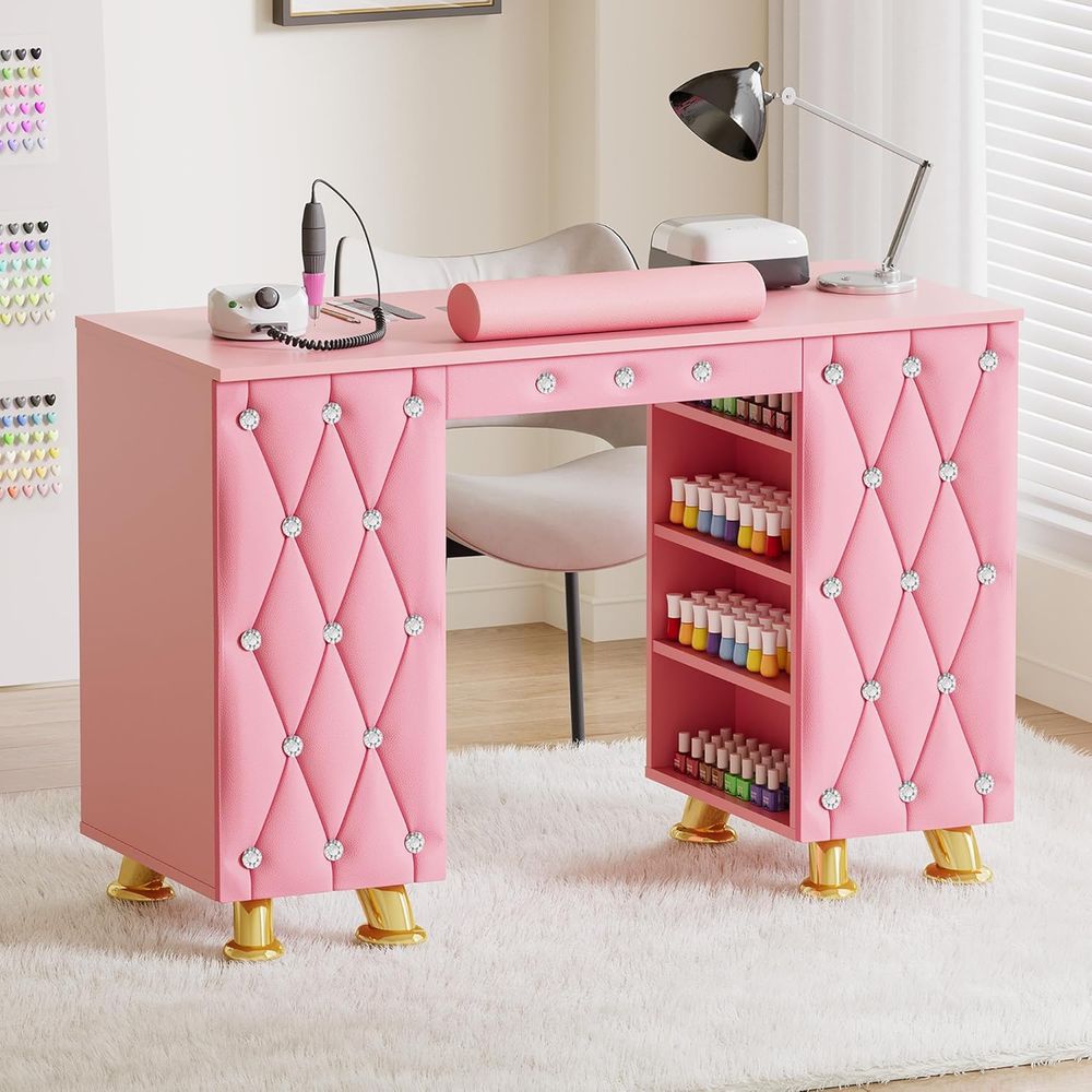 Manicure Table Nail Desk w/Dus - đánh giá và giá Leather Desk Pad