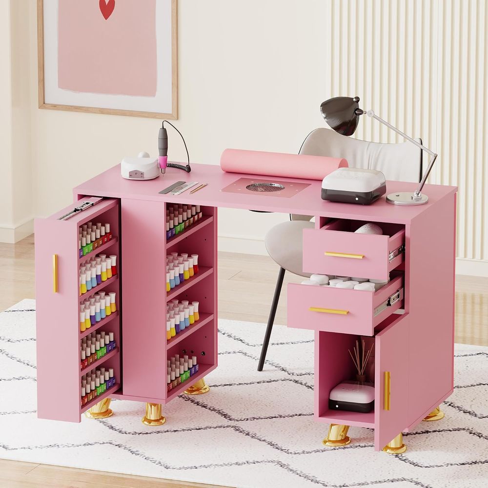 Manicure Table Nail Desk w/Dus - đánh giá và giá Leather Desk Pad
