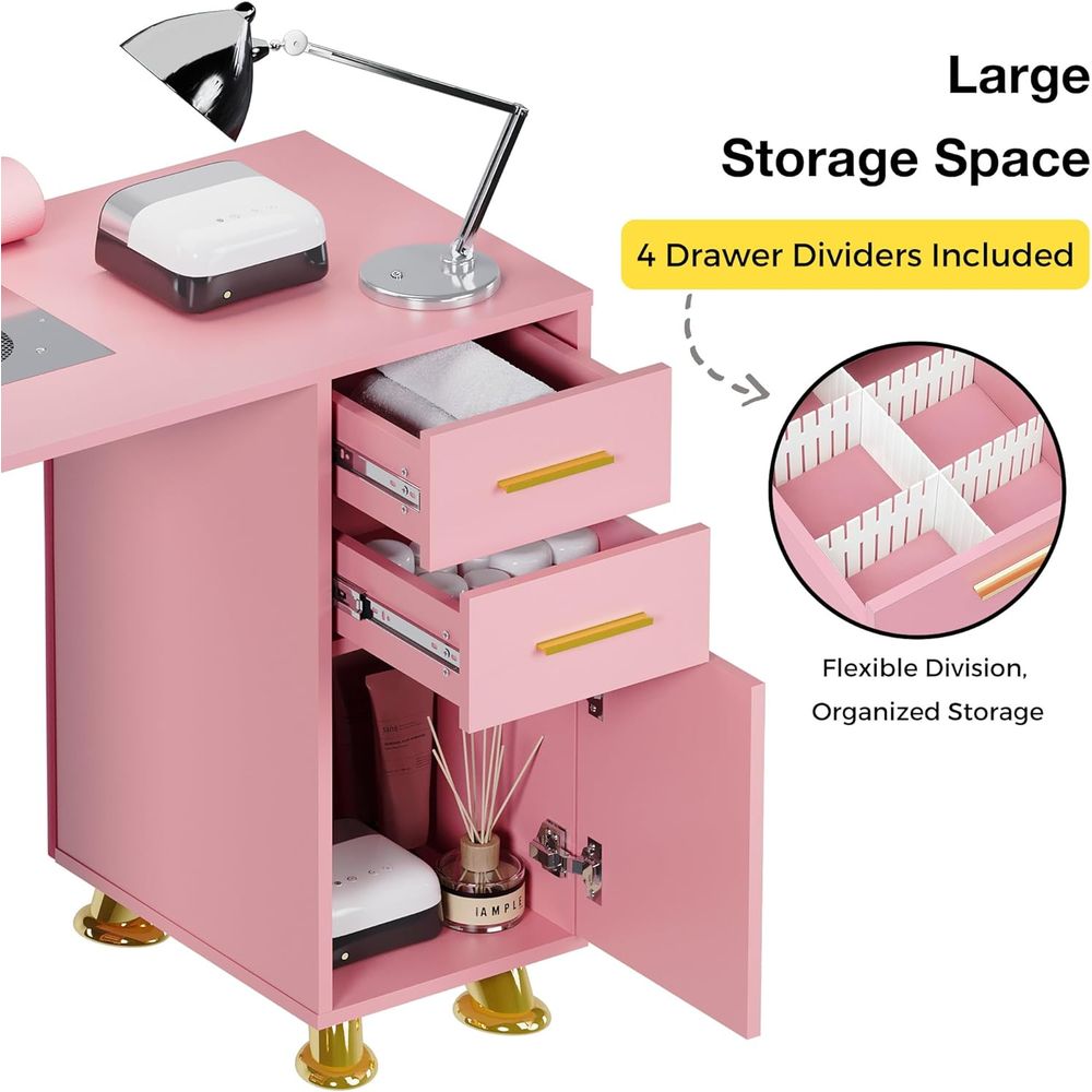 Manicure Table Nail Desk w/Dus - đánh giá và giá Leather Desk Pad
